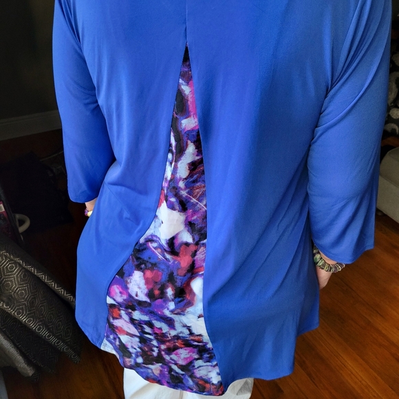 CATHERINES Black Label Hi-Low Myrtle Tunic Art Deco Pattern V Back Size 0x 14/16 - Picture 10 of 16